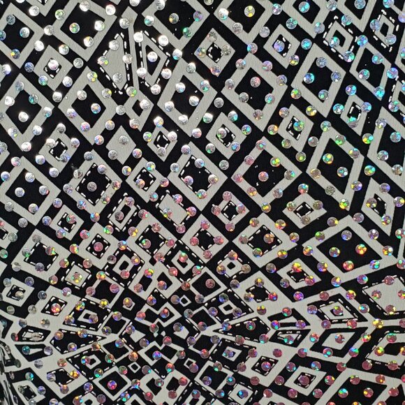 Fashion Bug Size 22 24 Top Mirror Ball Flashy Sequin Geometric Stretch Party - Picture 11 of 14